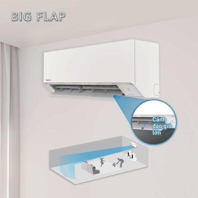 Điều hòa Panasonic N12AKH-8 sẽ có lưu lượng gió dài hơn nhờ cánh đảo gió lớn
