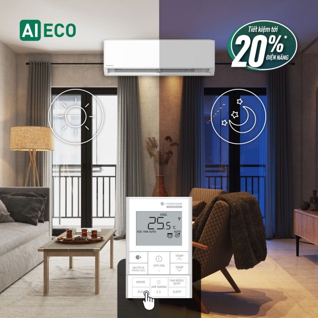 Tính năng ECO tích hợp AI tiết kiệm điện mà vẫn duy trì sự thoải mái 